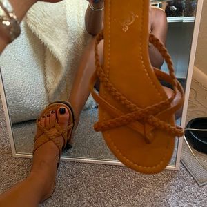 Brown Braided Sandals